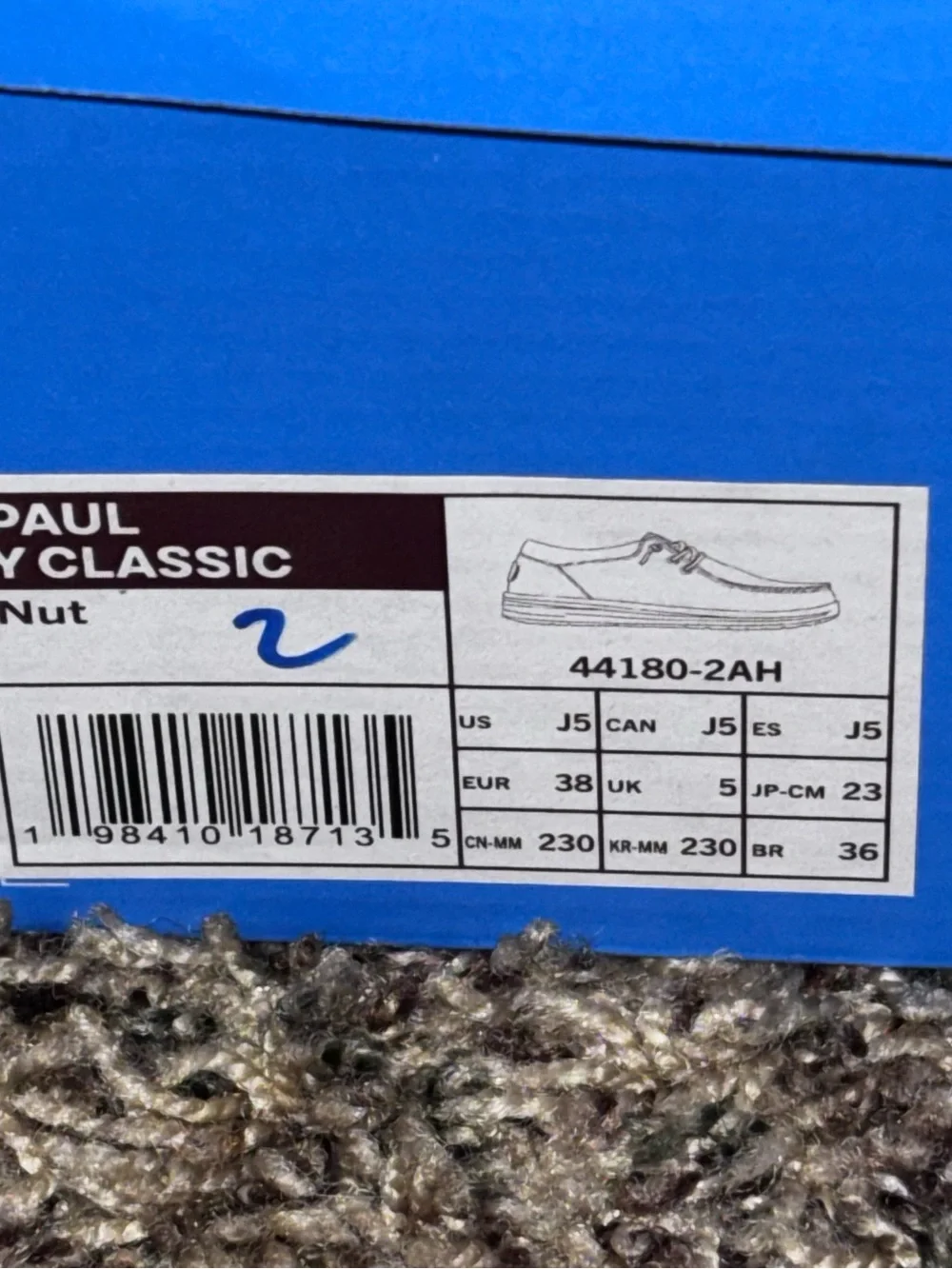 Hey Dude Boys Shoes Size 6 New in Box Paul Y Classic Color Nut Slip On Preppy